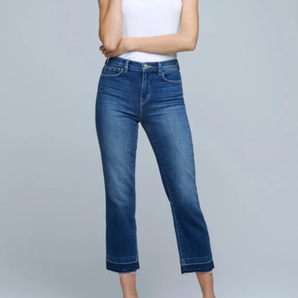 L'agence Harris High Rise Straight Leg Released Raw Hem Jeans